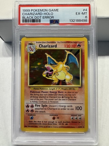 Pokemon 1999 Charizard Holo Black Dot Error #4 Psa 6 Extremely Rare!