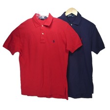 2 Polo Ralph Lauren Men's Red Blue Small Cotton Short Sleeve Collared Polo Shirt