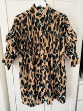 Cherry Koko Size S/m Leopard Print Ruffle Sleeve Button Up Shirt Dress