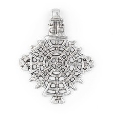 Awasa Ethiopian Silver Cross Pendant 65x50mm African White Metal Large Hole