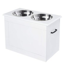 PawHut Elevated Pet Feeder Station with Storage, Includes 2 Stainless Steel Bowl