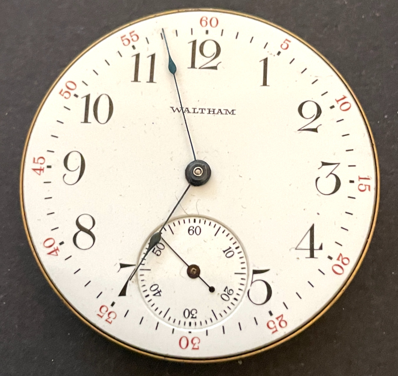 Antique 1913 Waltham Traveler 1908 Pocket Watch Movement Good Balance 16s 7j USA
