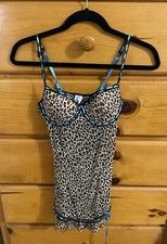 RaMPaGe Y2K Leopard Lingerie Slip Dress Satin Bows Playboy Bunny