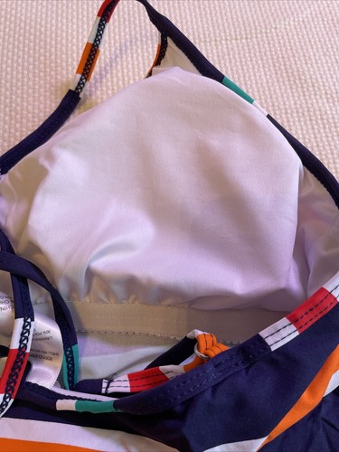 Canotta donna NAUTICA nuova con etichetta nuoto imbottita multicolore a righe taglia M $88 - Foto 8 di 14