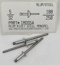 5/32 BLIND RIVETS DOMED HD .188-.250 GRIP ALUMINUM RIVET STEEL MANDREL (500)