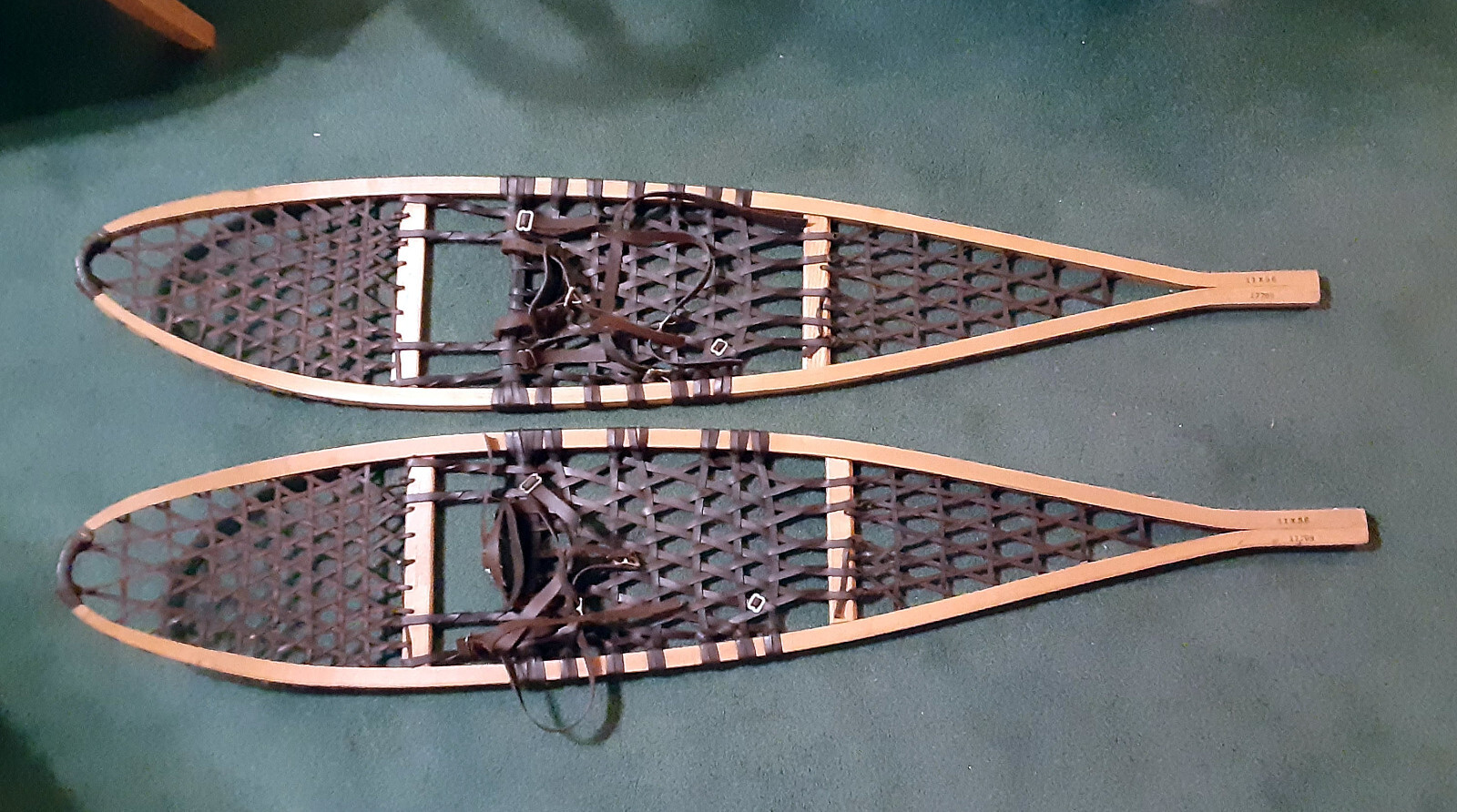 Vintage Iverson Alaskan Snowshoes 11x56 with Bindings, Wood and