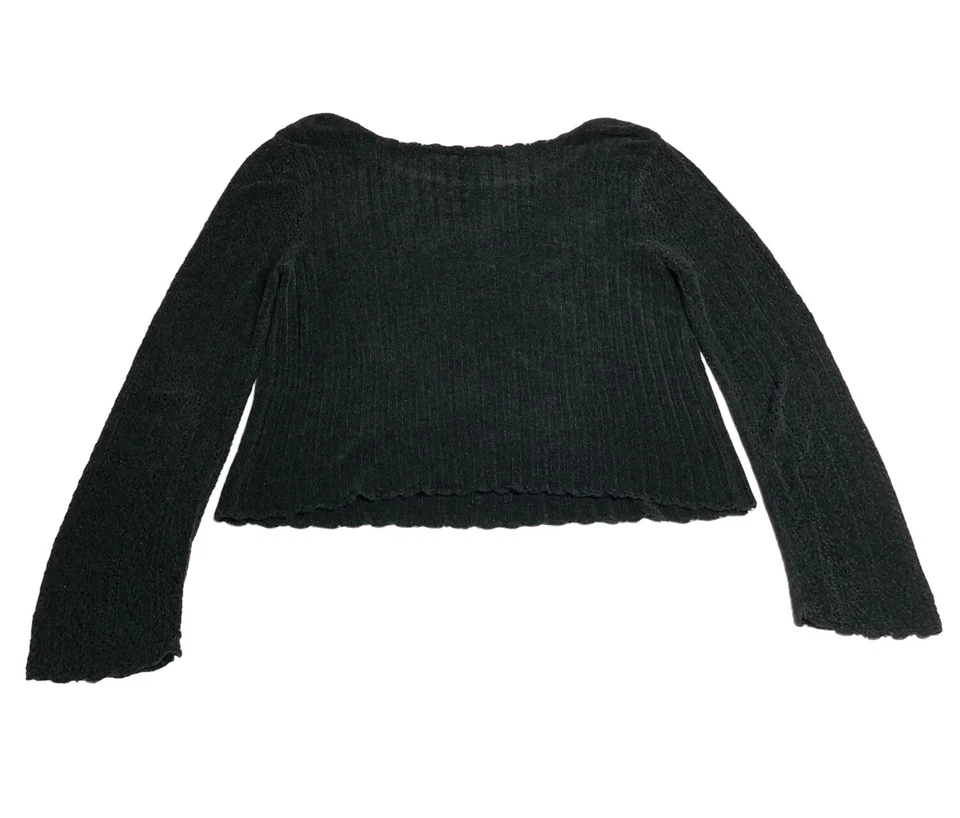 Top Y2K Fiorlini International para mujer XL negro tejido abierto manga larga bruja gótica Foto 3 de 4