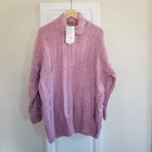 Neu mit Etikett Militär Hippie Damen rosa Zopfmuster Rollkragen Pullover Größe XXL