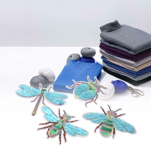 4PCS Dragonfly//Bee Insect Embroidery Sew Iron On Patch Fabric Applique