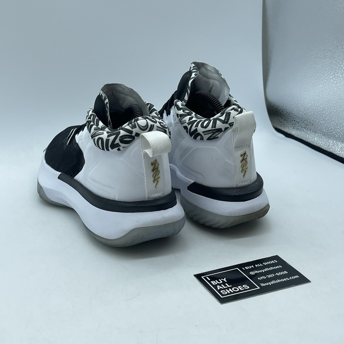 Size 7.5 - Jordan Zion 1 Gen Zion Black White Gold Suede Leather