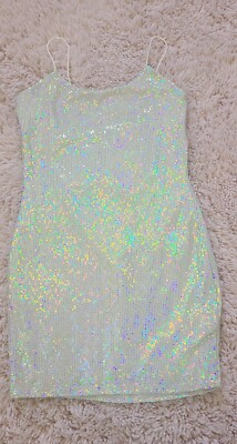Womens Bright White Glitter Dress Size M/L New