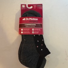 Dr Motion Everyday Compression Ankle Sock Shoe Size 4-10 Two Pair Mesh Upper New