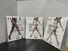 HUE Essential Solutions Sz 3 -Tan - Black- Natural Colors Control Top Pantyhose
