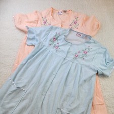 VTG House Coat S Pastel Blue Pink Floral 2pc Snap Button Grandmacore Cottagecore
