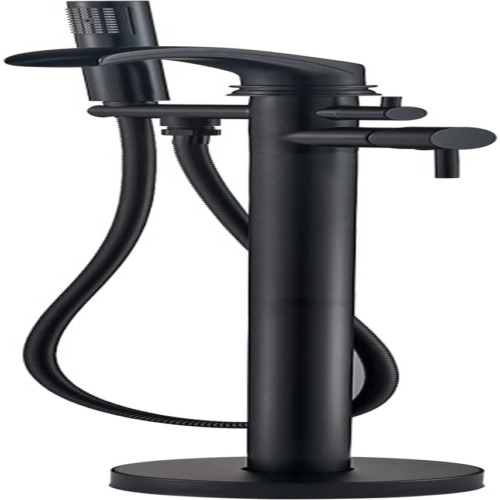 Black Freestanding Bathtub Shower Mixer Taps Floor Mounted Single Handle Clawfoo