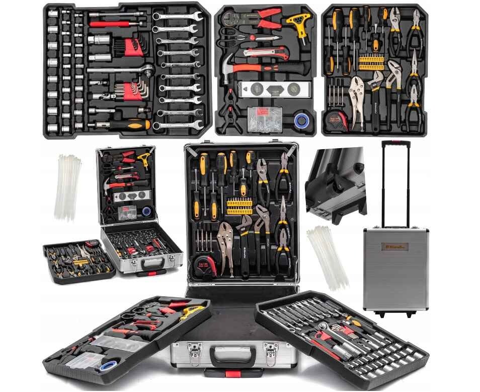 Boîte à outils complète 750 pcs Riwall Pro avec chariot de transport à roulettes