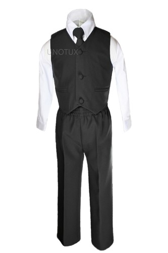 Khaki Black Teal Gray Taupe White Baby Boy Toddler Wedding Formal Party Vest Set - Picture 4 of 11