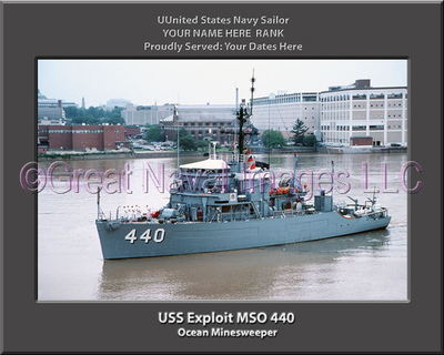 USS Exploit MSO 440 Personalized Canvas Ship Photo Print Navy Veteran Gift