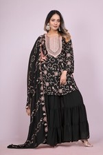 New Wedding Wear Fox Georgette Silk Kurta Palazzo With Dupatta For Women  Girls