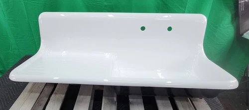 High back Kitchen Sink vintage cast iron professionally refinished drainboard