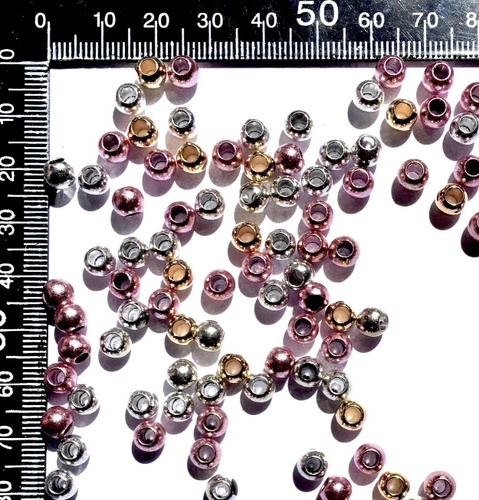 150x Large Hole 6mm Metallic Acrylic Spacer Beads for Jewellery Making - Picture 3 of 3