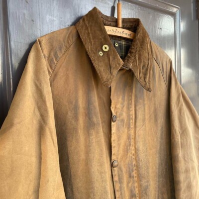 Barbour MOORLAND WAX Oiled Jacket Coat brown size C42 men 90's