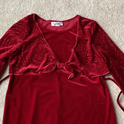 AMY BYER HOLIDAY SEASON DRESS, 16, DARK RED VELOUR, LONG SLEEVED W/ FAUX  FUR | eBay