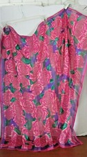 Beautiful 35" x 35" PINK ROSE PARTIAL SHEER SCARF NEW