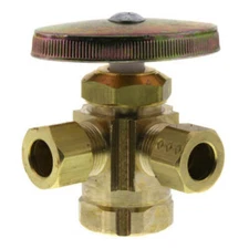 NEW!!  BRASS CRAFT 1/2" FIP Inlet x 3/8" O.D. Compr. x 3/8" O.D. Compr. Valve