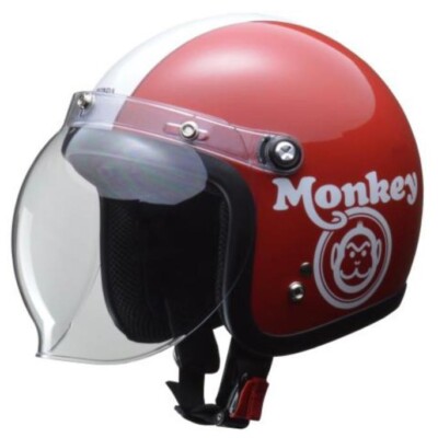 Honda Monkey ジェットヘルメット レッド HONDA MONKEY Open Face Helmet Bubble Shield Red White Size M japan