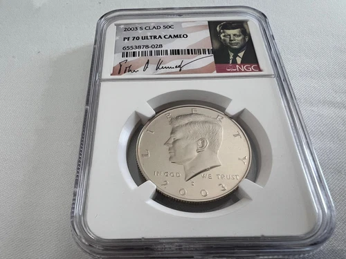 2003-S CLAD KENNEDY HALF DOLLAR  NGC PF70 ULTRA CAMEO PORTRAIT LABEL "TOP POP"