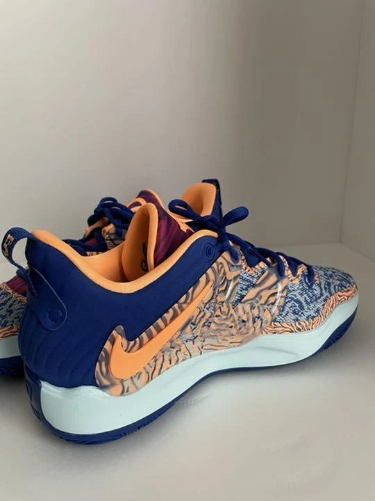 Navy blue and orange basketball shoes sale