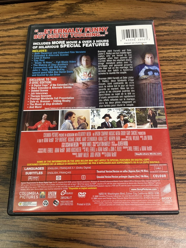 Step Brothers (DVD, 2008, Widescreen, 2-Disc) - Image 2 of 2