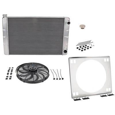 Universal SBC Double Pass Radiator Kit w/Electric Fan, 28 Inch