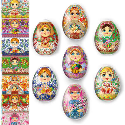 Easter Egg Wrap Decorative Designs Color Heat Shrink Sleeves for 7 Eggs Pysanka