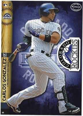 CARLOS GONZALEZ  FATHEAD TRADEABLES COLORADO ROCKIES REMOVABLE STICKER 2014 #69