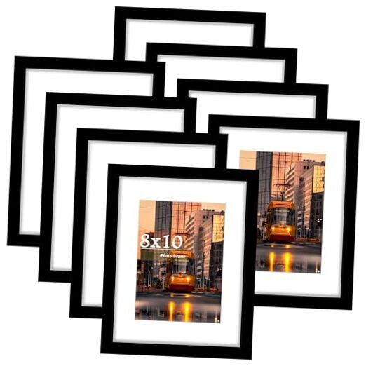Picture Frame 8 Pack, Photo Frame for Wall Gallery Decor, Display 8x10 Black