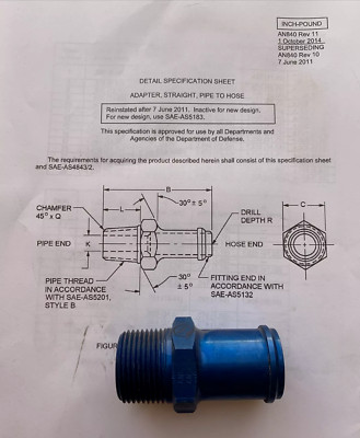 AN840 (AS5183) - ALUMINUM, ADAPTER, STRAIGHT, PIPE TO HOSE | eBay