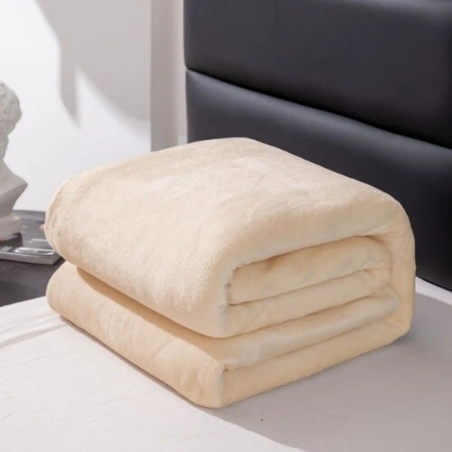 1pc, Simple and Plain Colored Plush Blanket, Multifunctional Farley BlanketCover - Foto 22 di 36