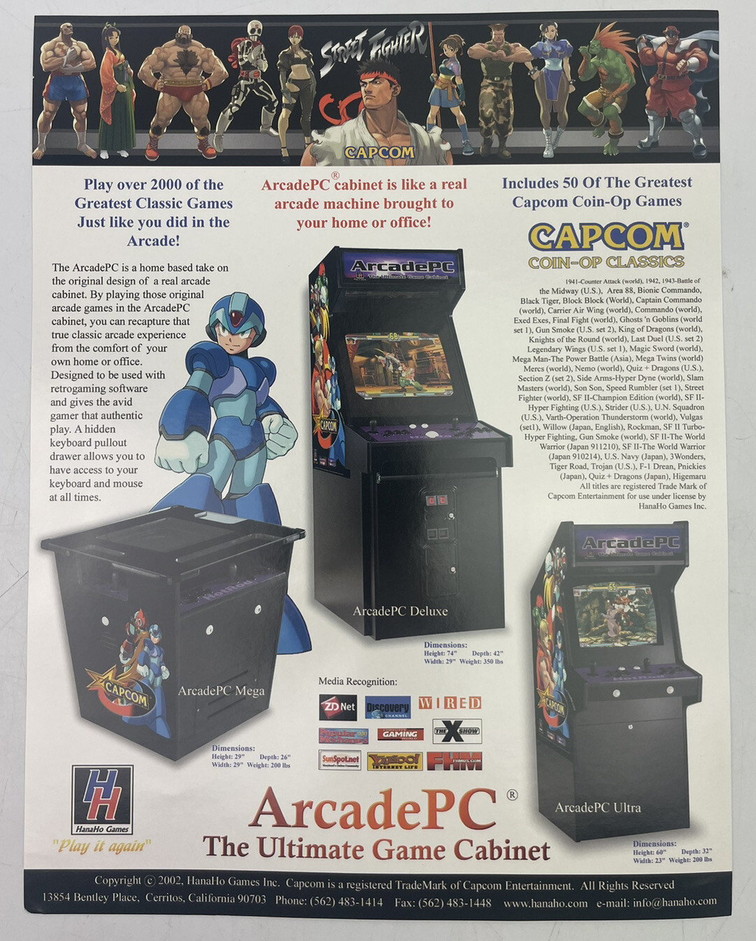 2002 Capcom Coin-Op Classics Arcade PC Game Cabinet E3 Ad Promo Wall ...