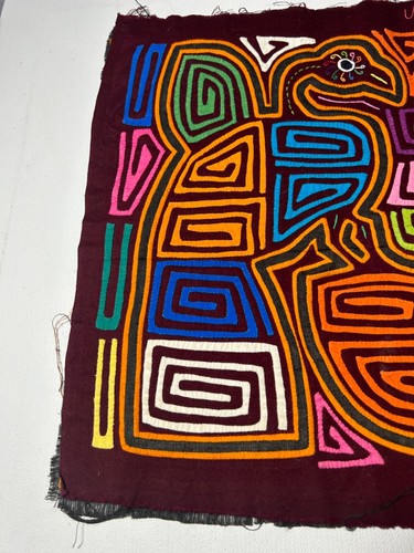 Vintage Panama KUNA MOLA bunt Doppel VOGEL Volkskunst handgenäht Textil - Bild 3 von 16