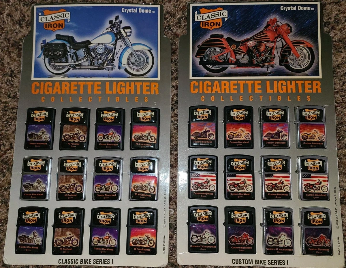 2 Classic Iron Custom Motorcycle Lighter Collections Like Harley Davidson Zippo