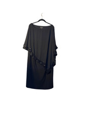 Xscape women’s black formal cocktail dress sheer overlay with sequins 20 W