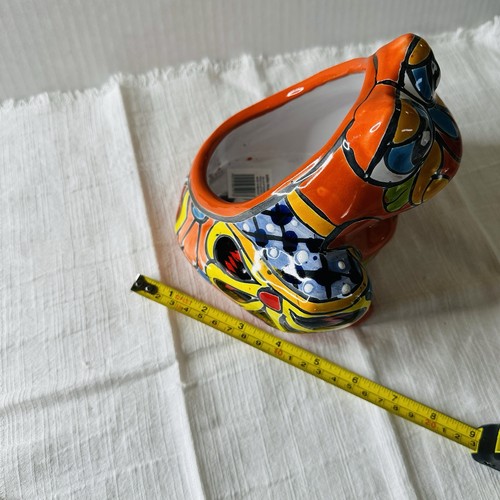 Talavera Avera Pottery Frog Planter 7” Handcrafted Ceramic Clay Sign Amona Mexq - Picture 9 of 11
