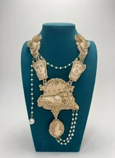 Zibellini Baroque Lion Resin Hand Painted Statement Necklace