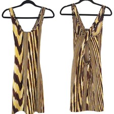 Missoni Mare Fitted Mini Dress Yellow Brown Artsy Stretch Women's 42 US M 