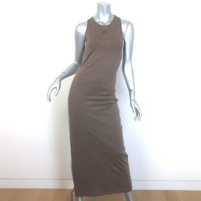 Loewe Anagram Twist-Back Maxi Dress Brown Stretch Wool Jersey Size Small