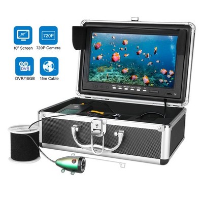 10'' Screen DVR Video Recoding HD 2MP 180° Underwater Ice Fishing Finder Kamera 