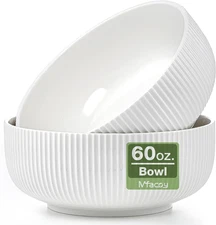 Mfacoy 2 Pack Salad Bowl, 8 Inch 60 Oz Large Serving Bowl Set, Deep Bowl for Kit