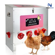 85-120LB Large Capacity Chicken Feeder, Galvanized Metal 10 No Waste Ports